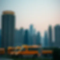 An architectural view of Dubai's skyline with modern buildings