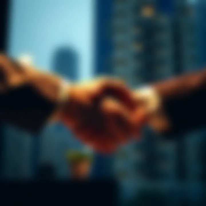 Illustration of a handshake representing a successful real estate transaction