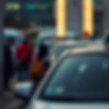 Passengers Waiting for a Taxi in Dubai Passengers waiting for a taxi in Dubai