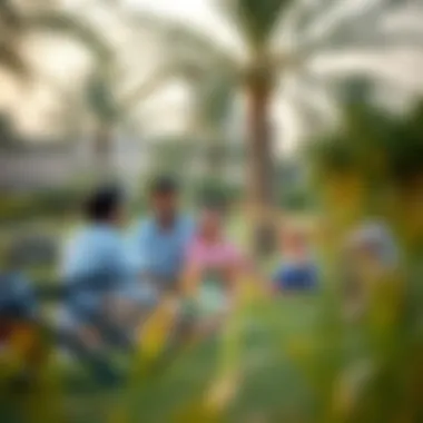 Family Picnic at حديقة الرقايب Family enjoying a picnic in the serene surroundings of حديقة الرقايب