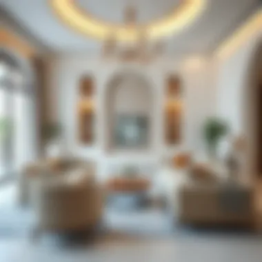 Modern Arabesque Living Room Design Elegant living room showcasing modern furniture with a touch of Arabesque design