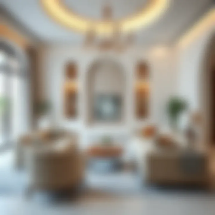 Modern Arabesque Living Room Design Elegant living room showcasing modern furniture with a touch of Arabesque design