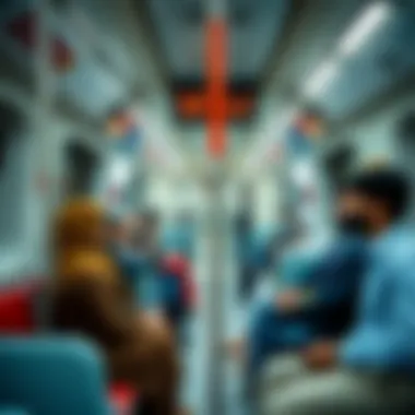 Passengers enjoying a comfortable ride inside a Dubai Metro train