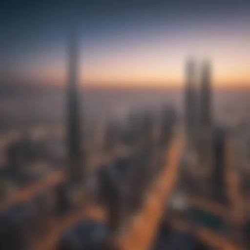 Skyline of Dubai with iconic buildings