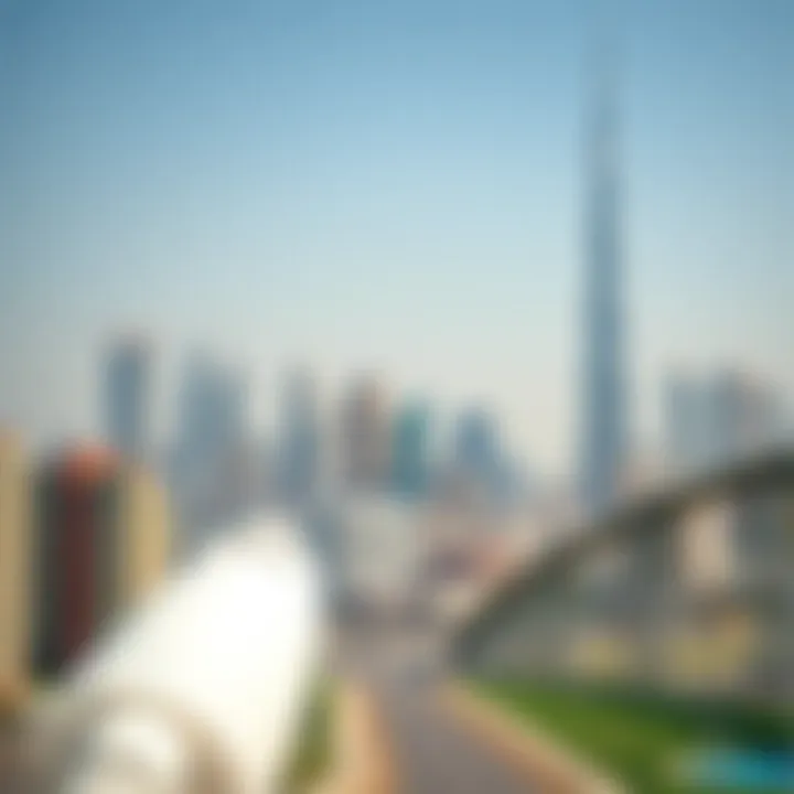 A detailed view of Dubai's skyline with prominent real estate developments