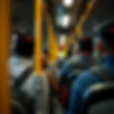 Commuters on a Dubai Bus Commuters boarding a Dubai bus during peak hours
