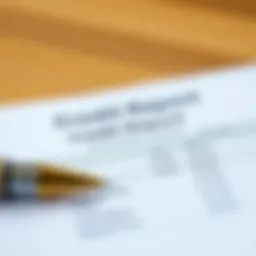 A close-up view of a credit report document with financial data