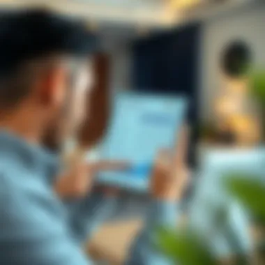 Reviewing Credit Reports Digitally A person reviewing a credit report on a digital device in a home office setting