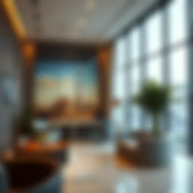A modern real estate office showcasing properties in Dubai