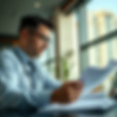 Tax advisor analyzing financial documents related to real estate investments