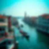 Aerial view of Venice showcasing its iconic canals and historic architecture