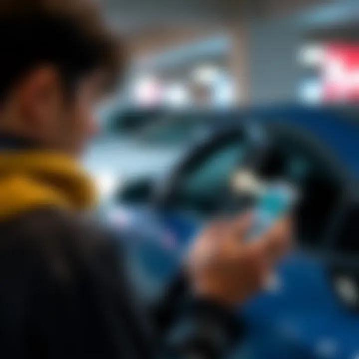 Using Parking Apps for Convenience Visitor checking parking app for availability